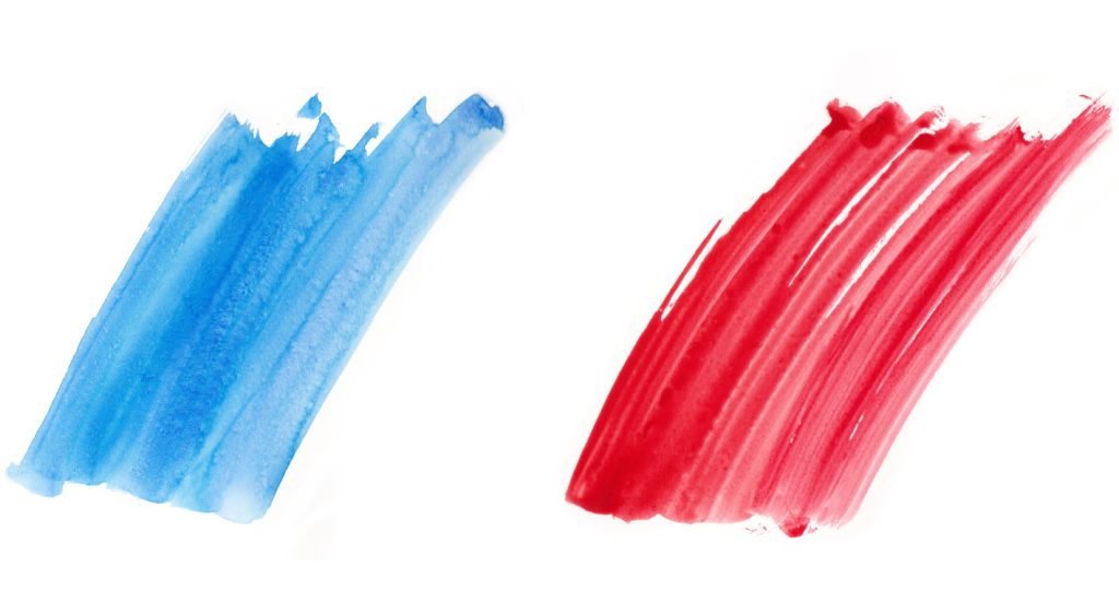 Die Farben rot und blau um eine warme und eine Kalte Farbe zu verdeutlichen.